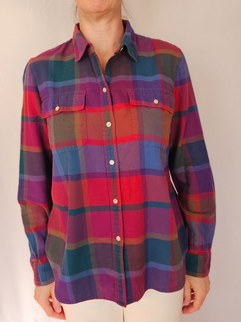 L.L. Bean Signature Lightweight Cotton Flannel Plaid Shirt - Sz 10